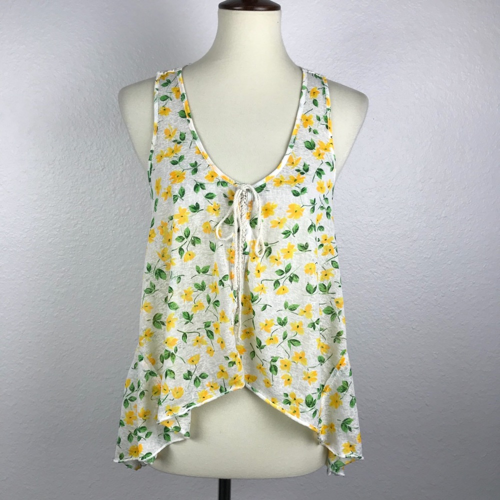 Free People Floral Crochet Asymmetrical Top T70 - Picture 2 of 8